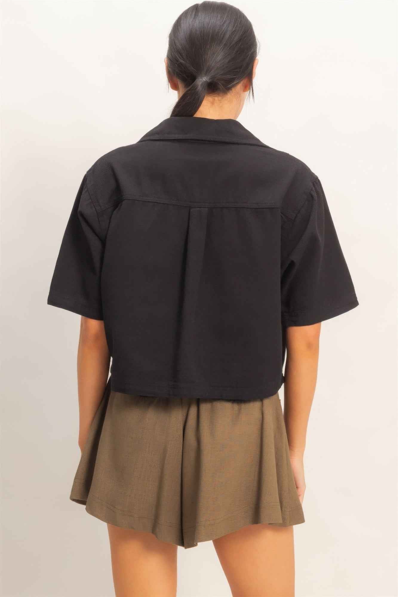 Collared V-neck Top