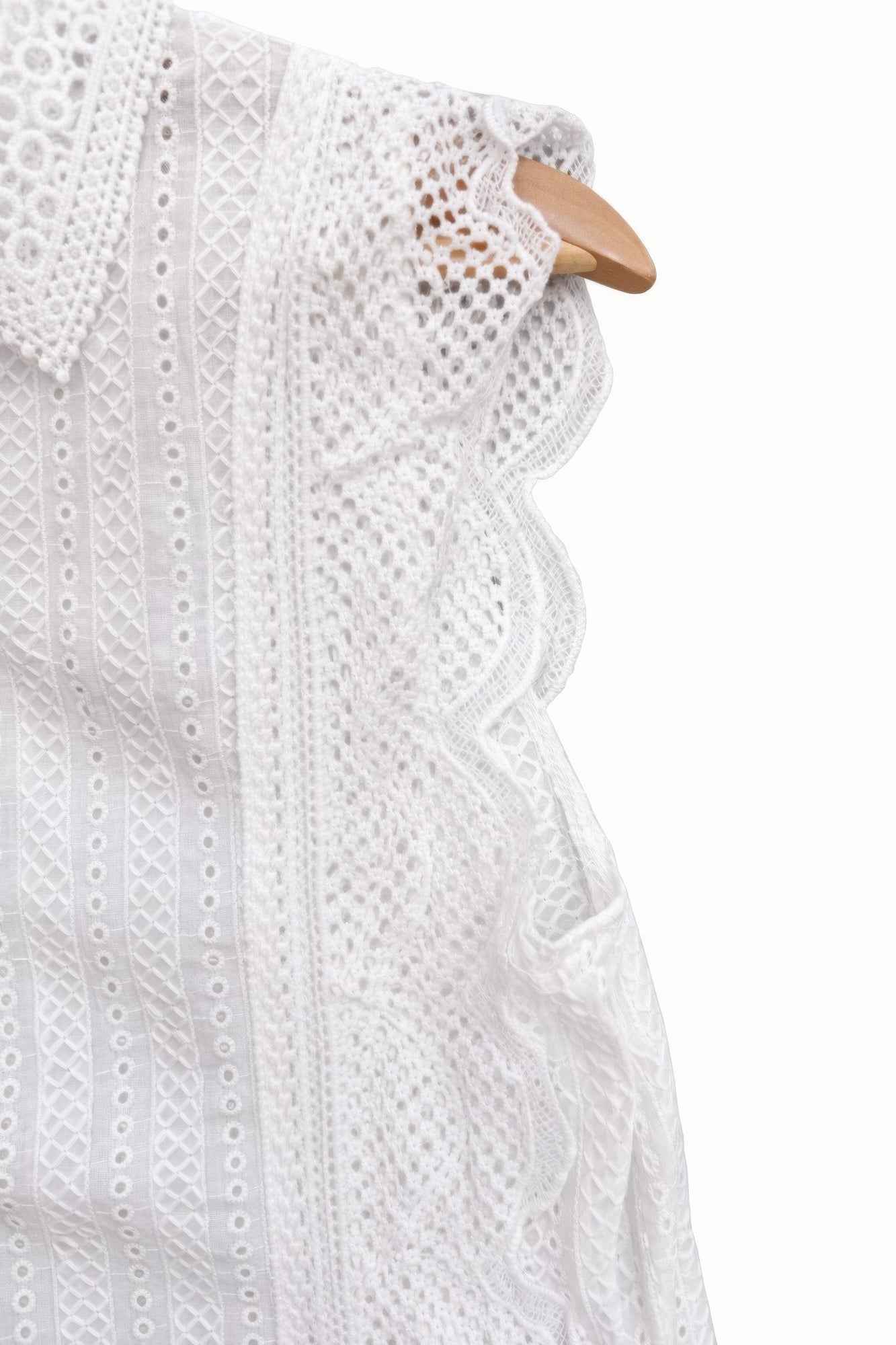 Timeless Cotton Eyelet Lace Button-front Blouse