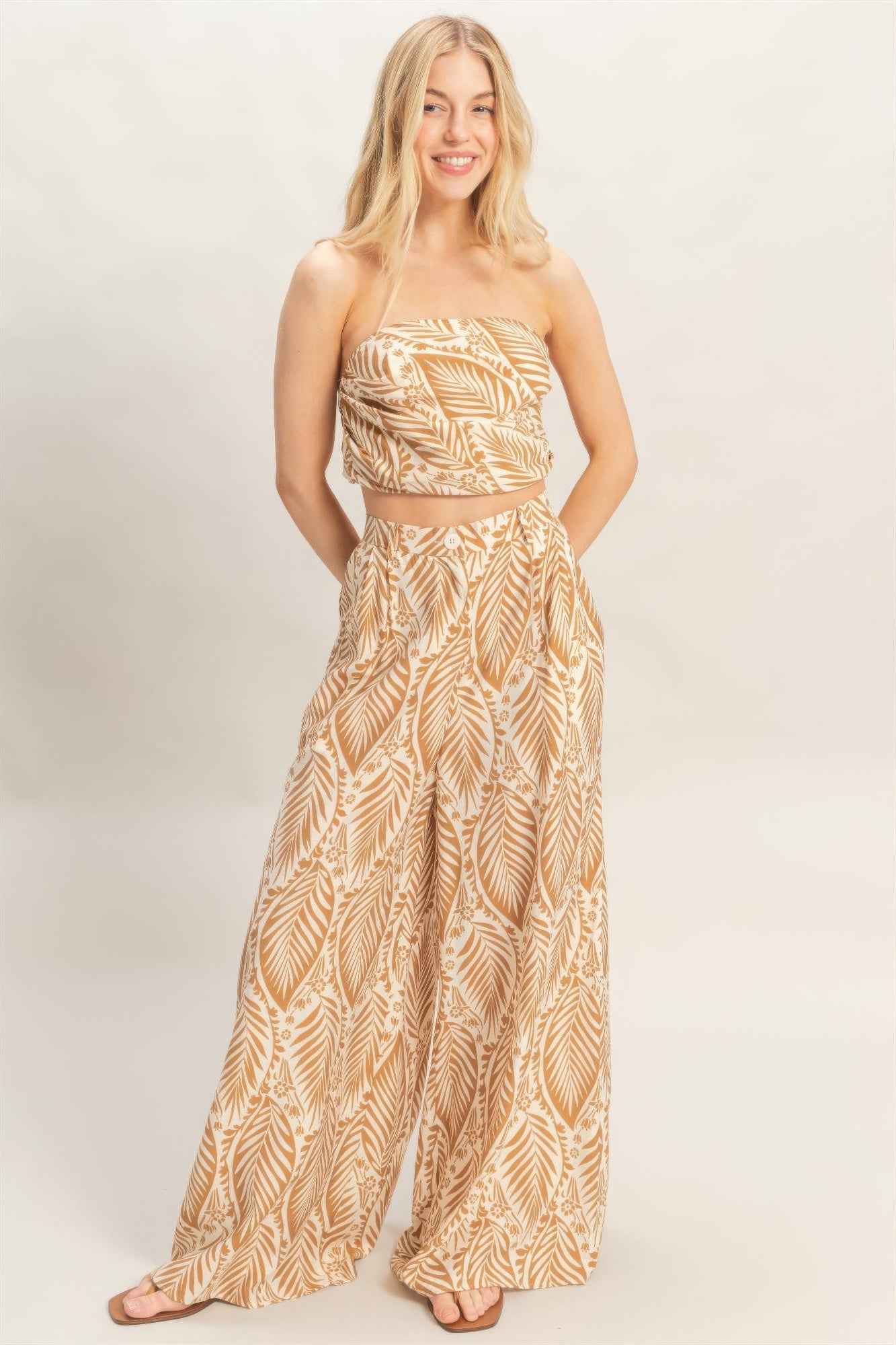 HYFVE Top and Pant Print Set - Strapless Summer Outfit