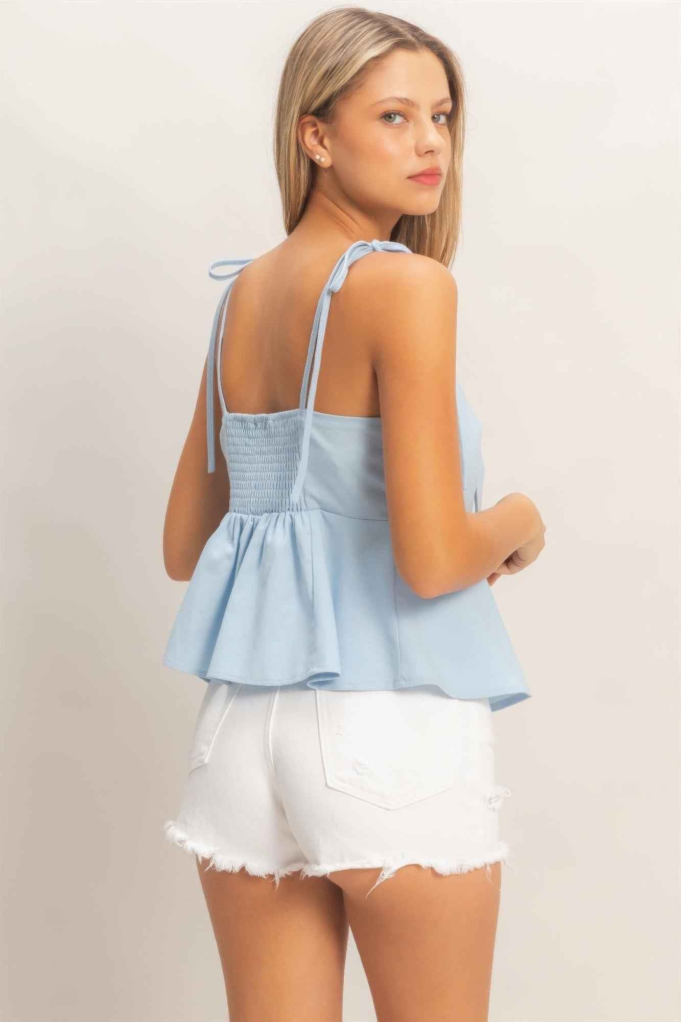 Tie Front Cami Top - Spaghetti Strap Knot Detail