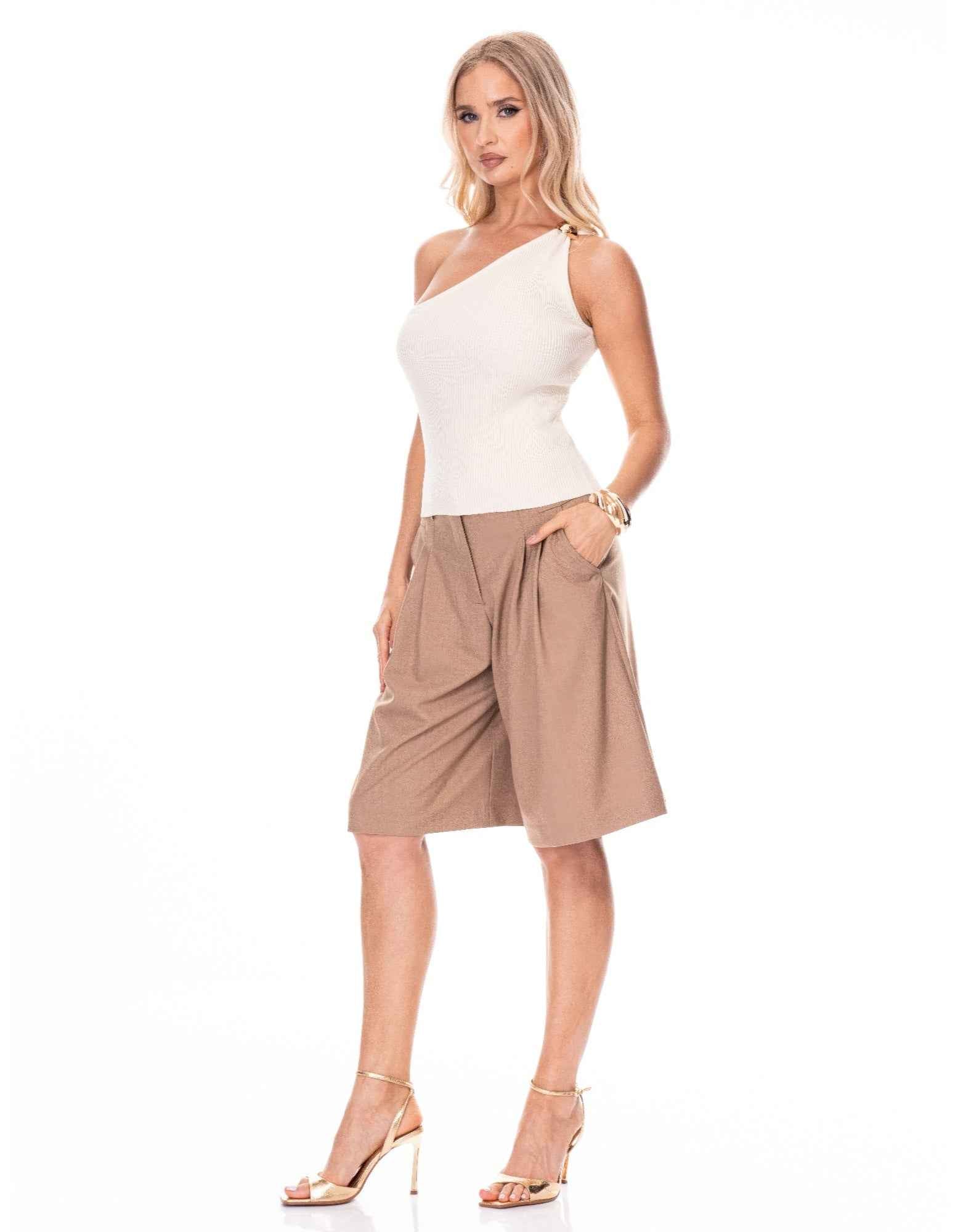 Asymmetric One Shoulder Top - Fitted Minimalist Style