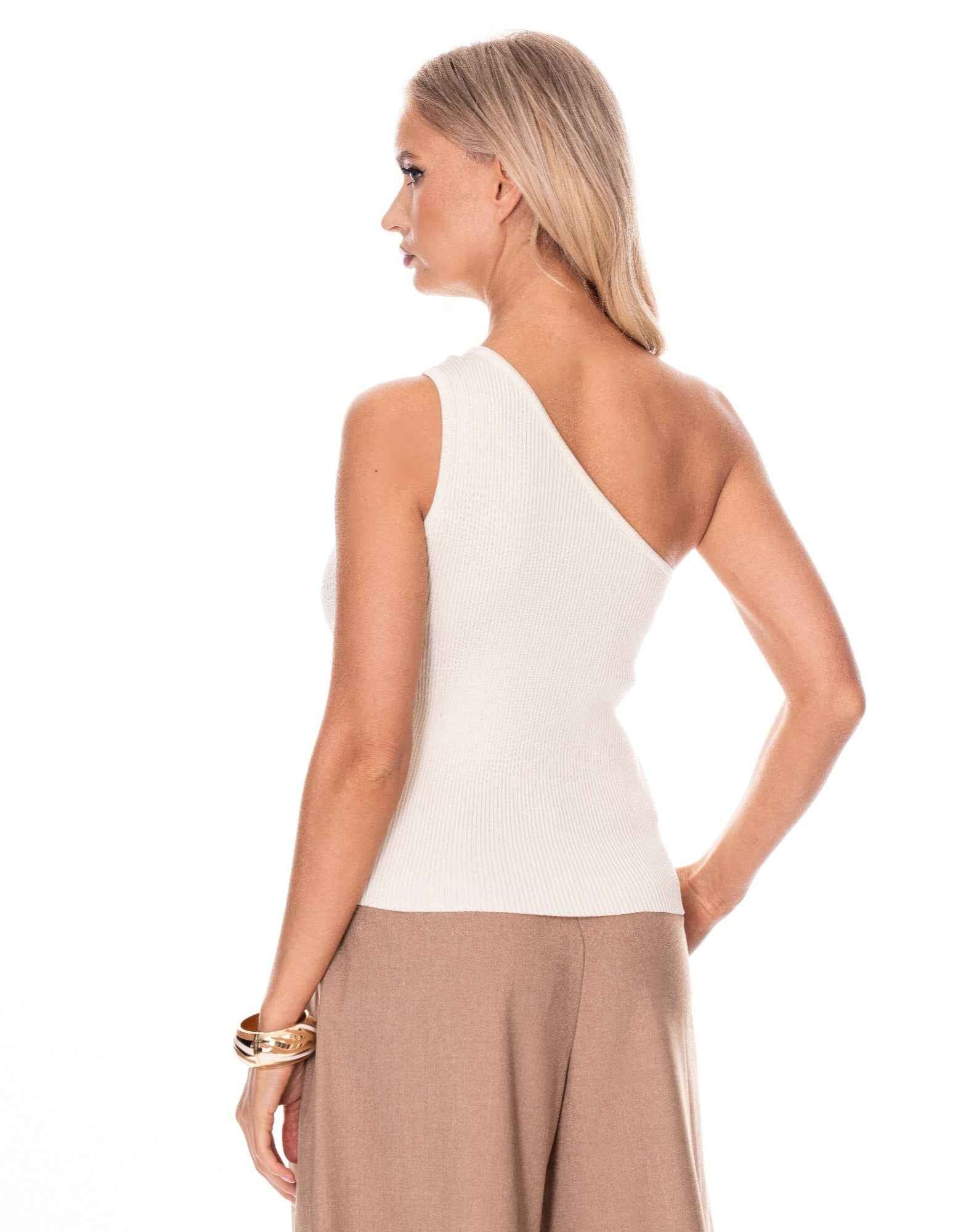 Asymmetric One Shoulder Top - Fitted Minimalist Style