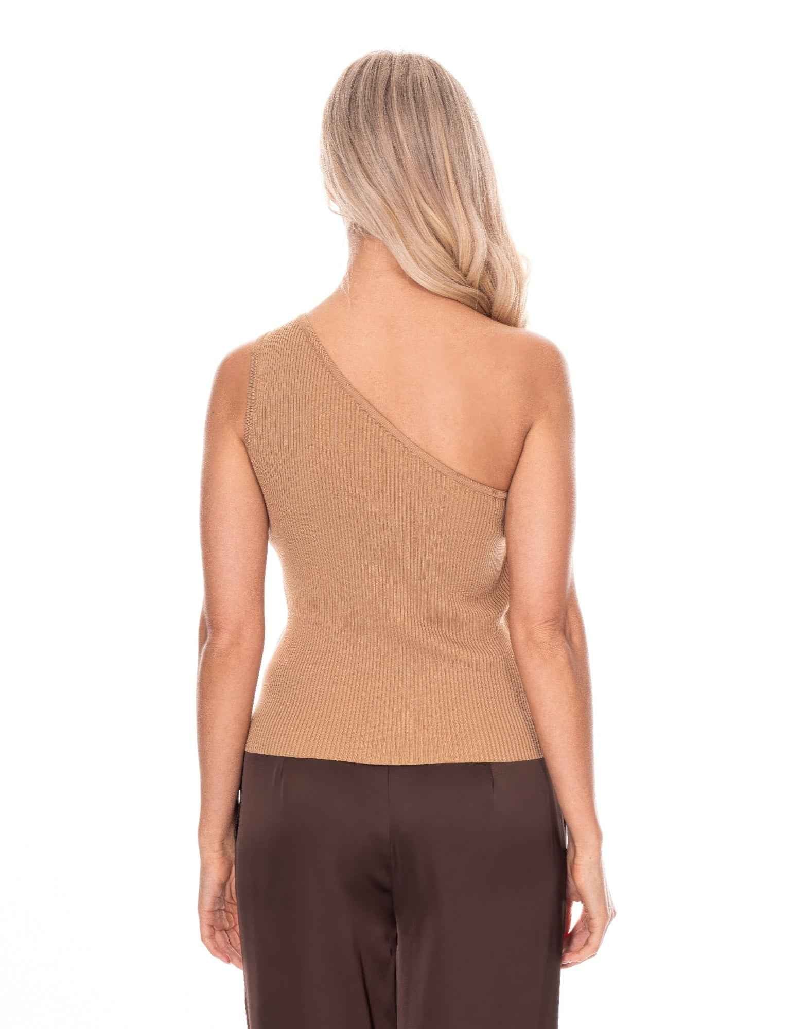 Asymmetric One Shoulder Top - Fitted Minimalist Style