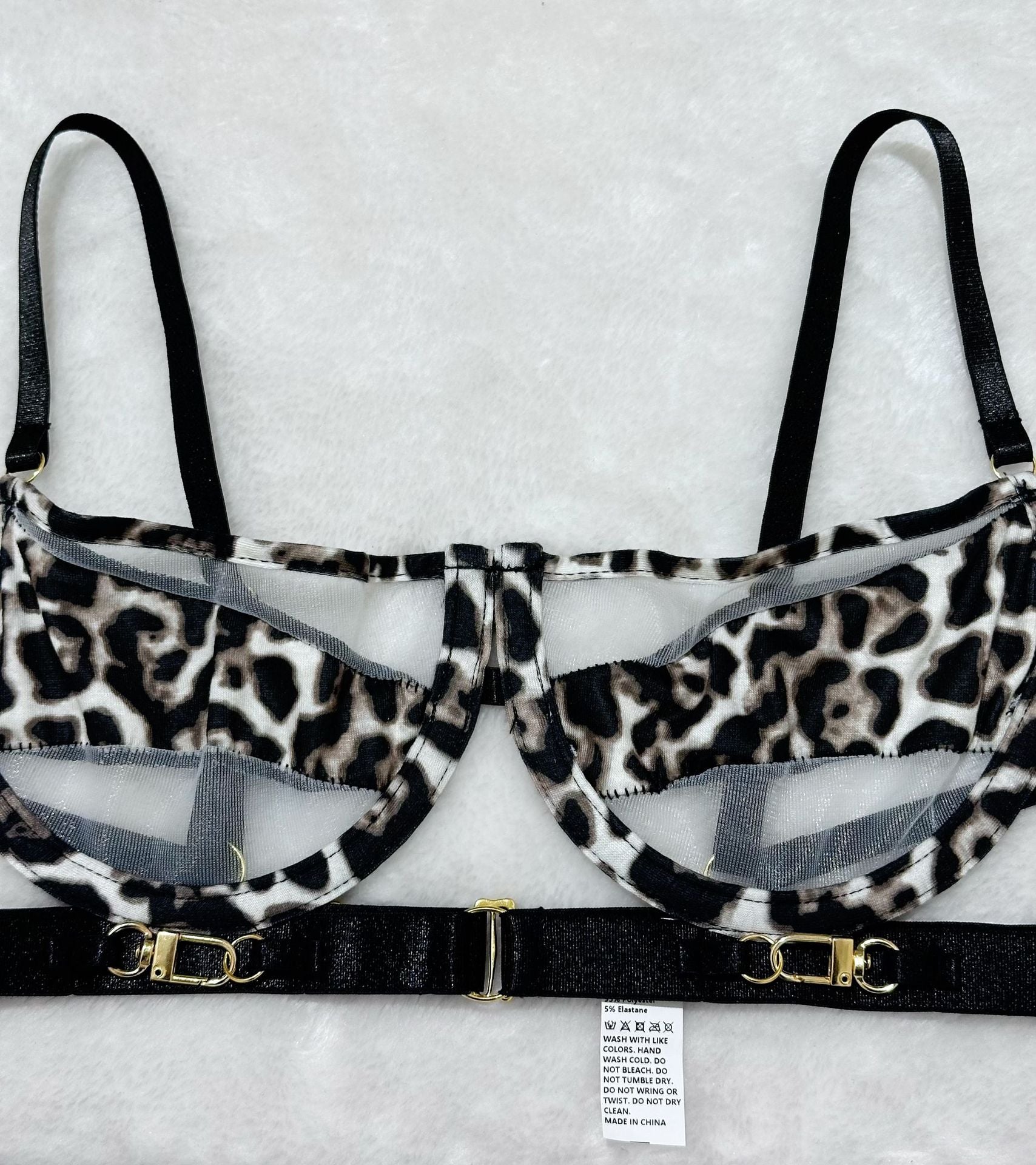 Leopard Print Lingerie - Mesh Waist Shaping Set - Fashions Envy