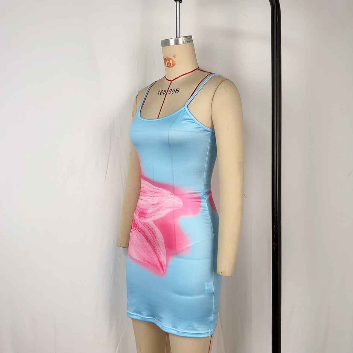 Floral Bodycon Mini Dress - Blue Halter Summer Style