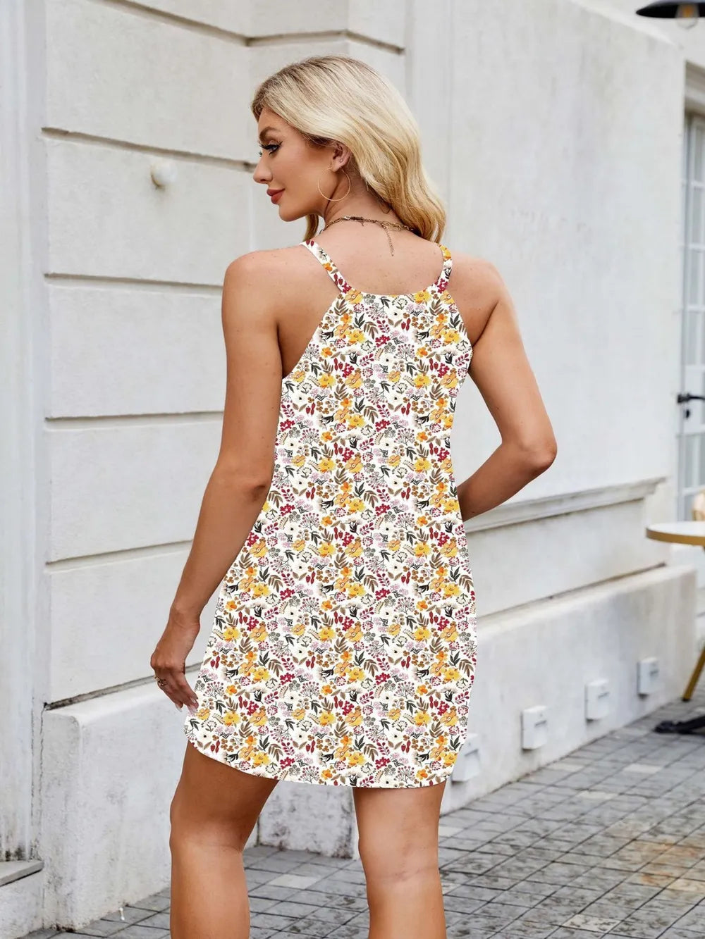 Printed Cami Slip Dress - Casual Sleeveless Mini