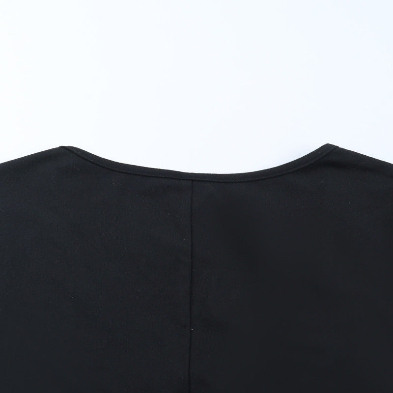 Black Mesh Maxi Dress - Long Sleeve V-Neck Evening Gown