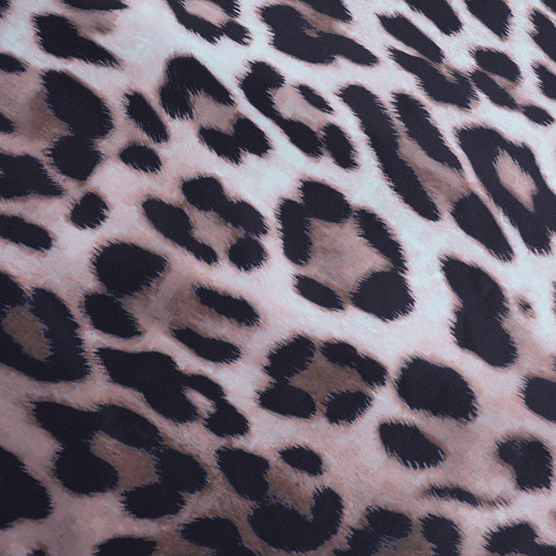 Leopard Print Mini Dress - Casual Sleeveless Round Neck