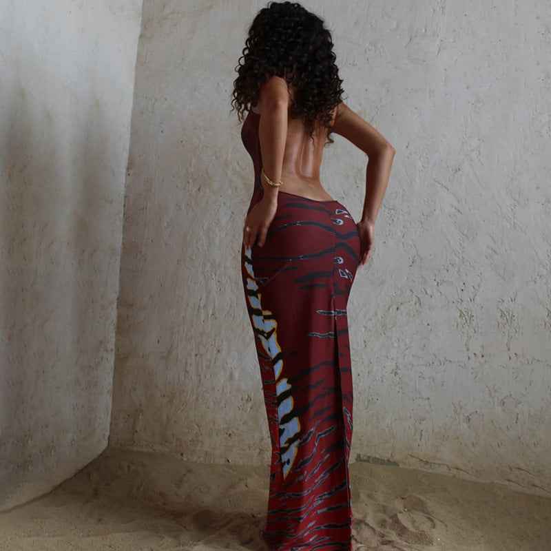 Sexy Backless Bodycon Dress - Sleeveless Low Neck