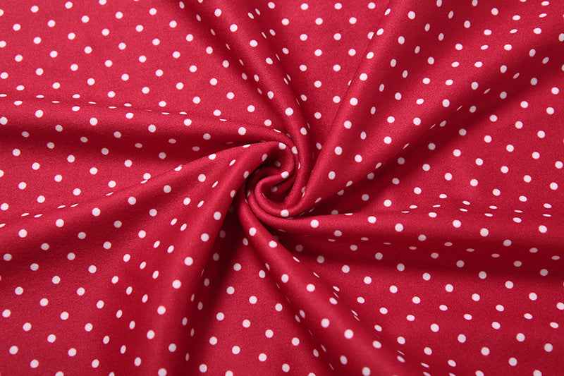 Polka Dot Mini Dress - Sweetheart Neckline Bodycon Red