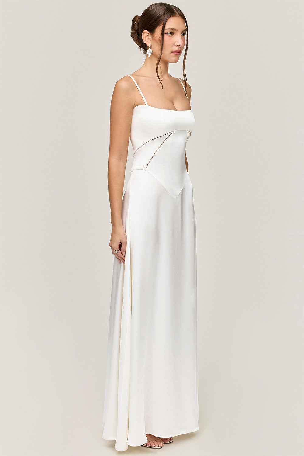 Corset Back Maxi Dress - Spaghetti Strap Slim Fit Camisole Gown