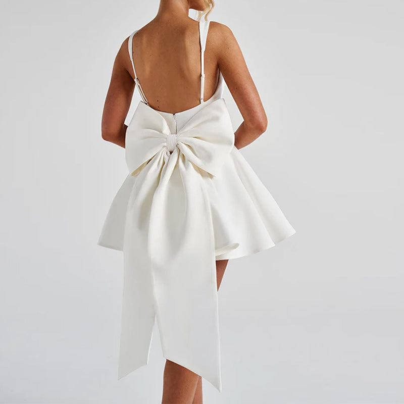 Summer Halter Mini Dress - Backless Large Bow Corset