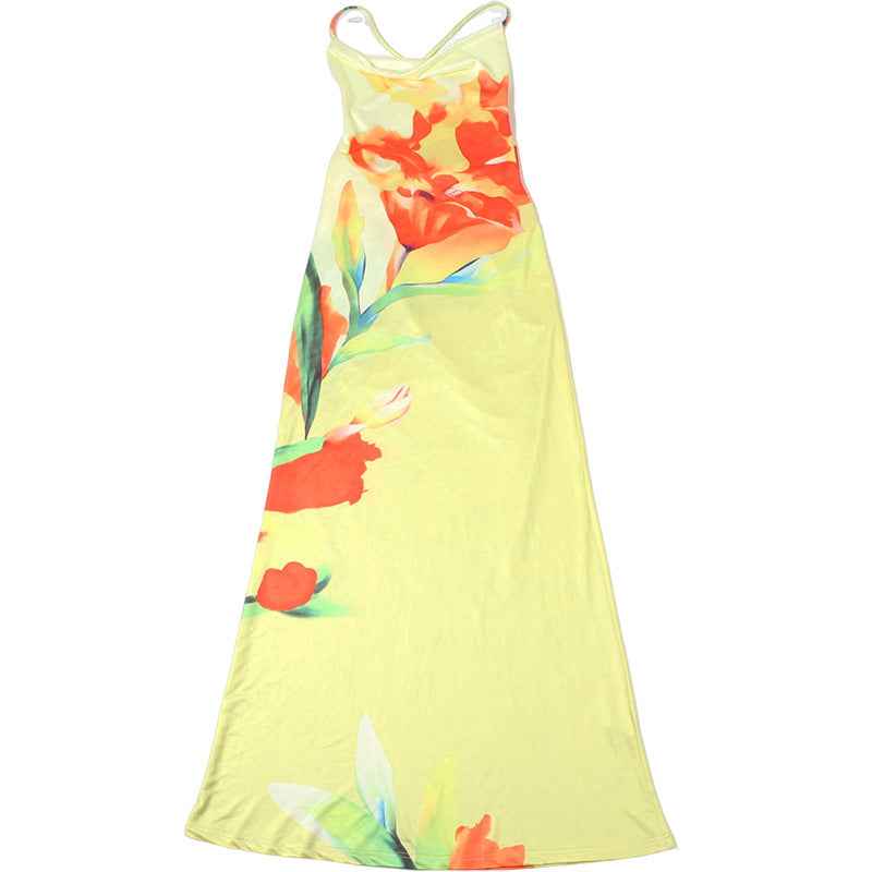 Low-cut Sexy Maxi Dress - Backless Cross-Strap