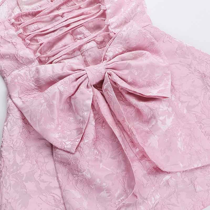 Jacquard Strapless Bow Mini Dress - Prom Gown 2026