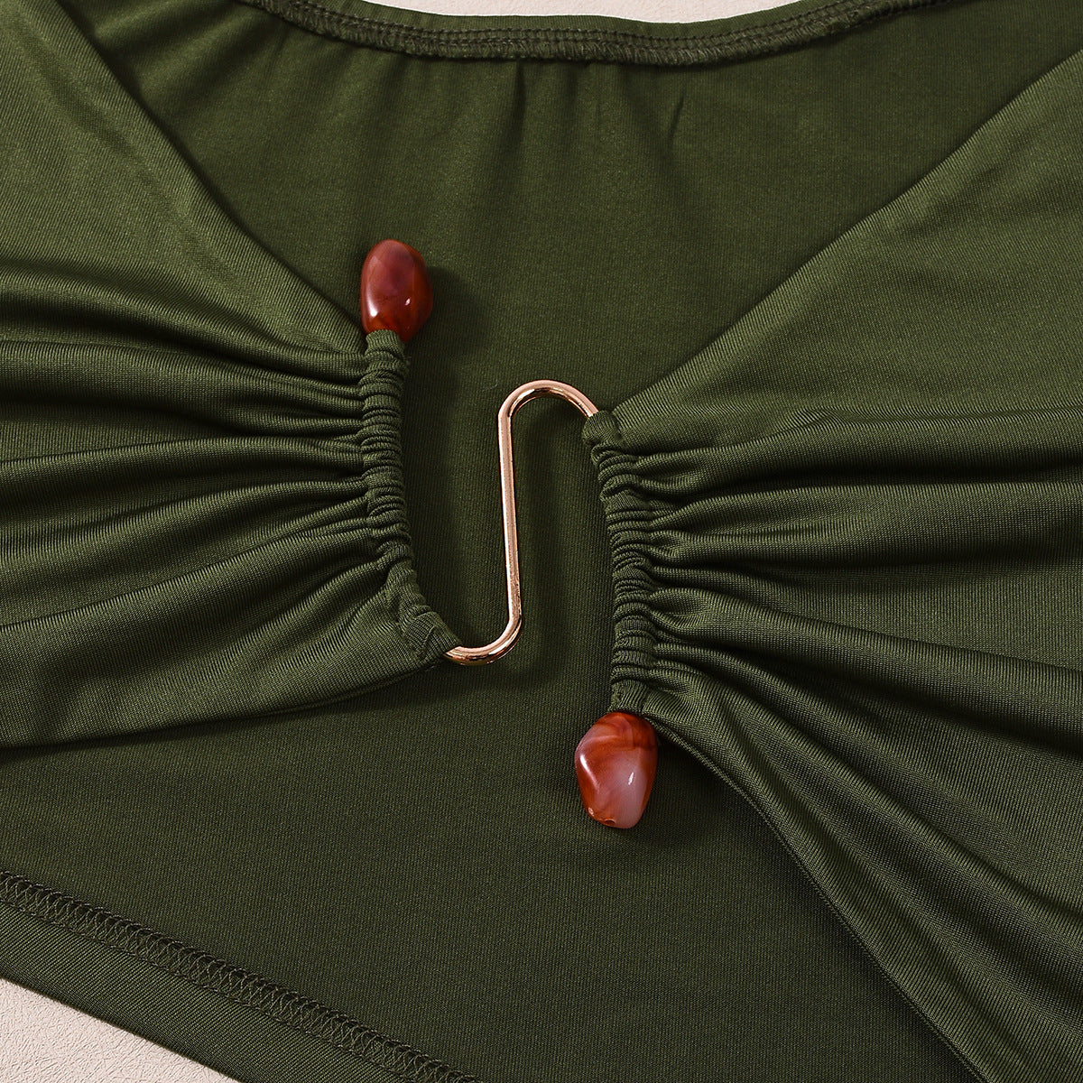 Green Maxi Dress - V-Neck Long Sleeve Bodycon