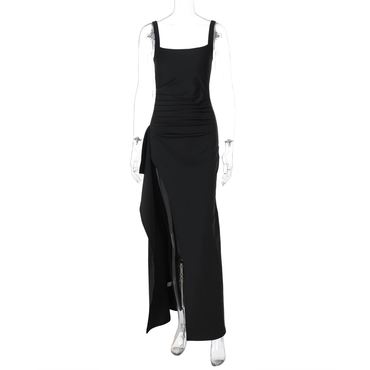 Backless Evening Dress - Strap High Slit Gown