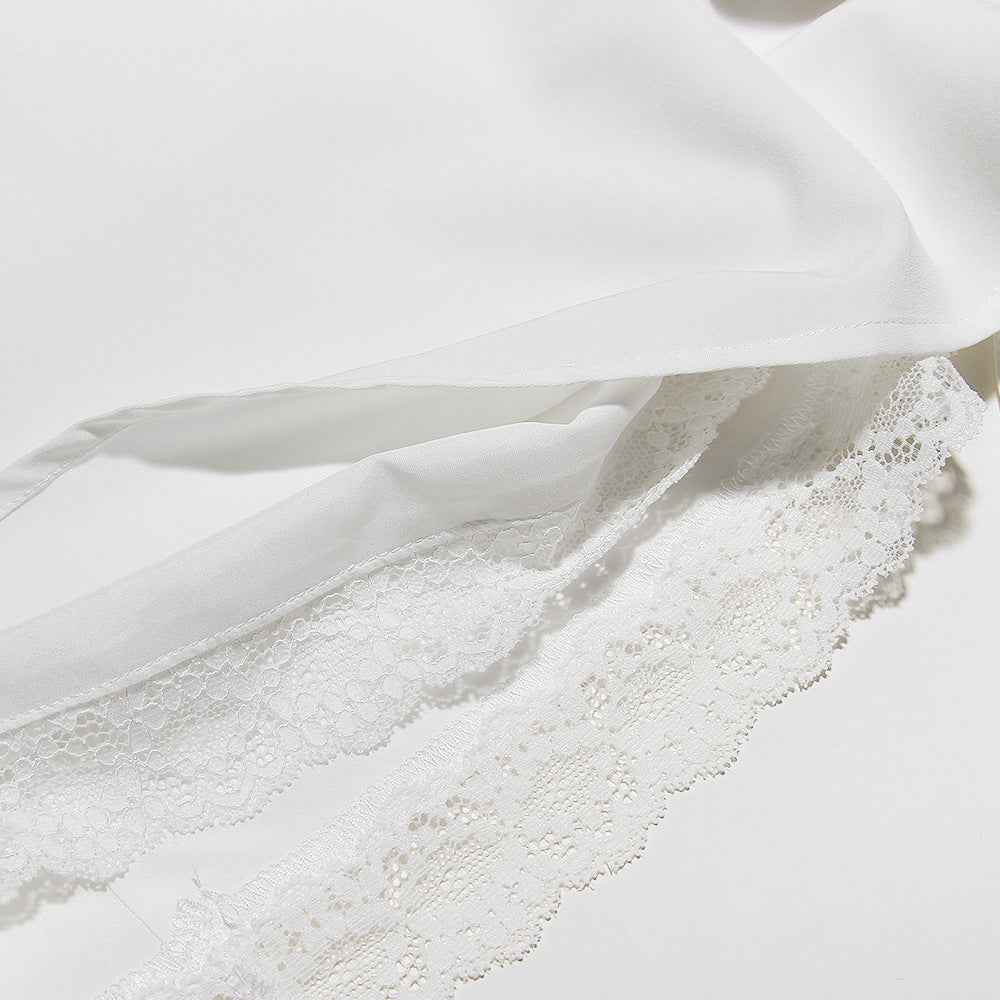White Lace Backless Dress - Spaghetti Strap Patchwork Midi