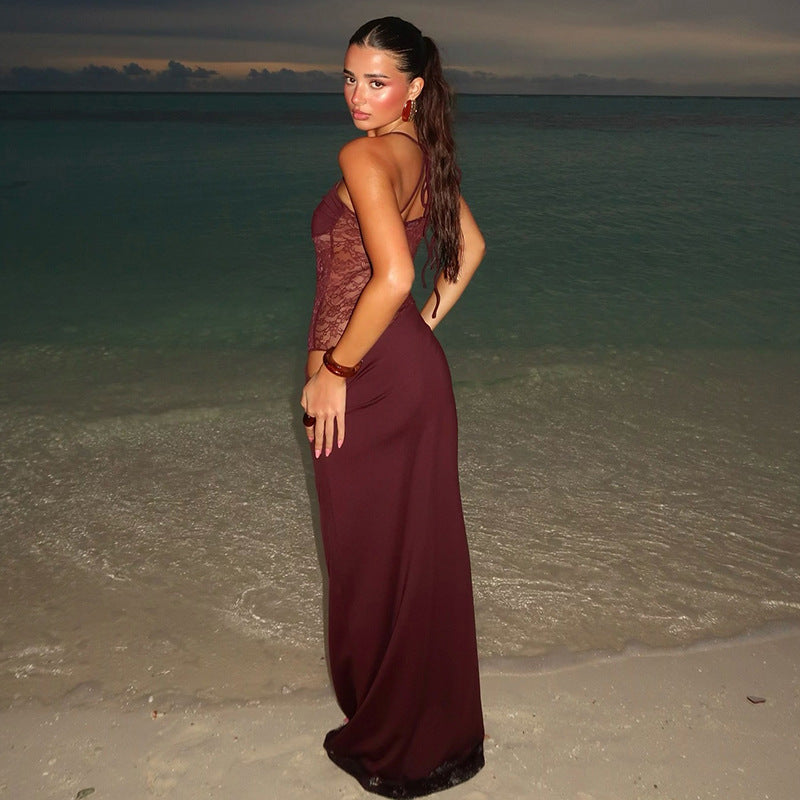 Lace Suspender Gown - Elegant Evening Style