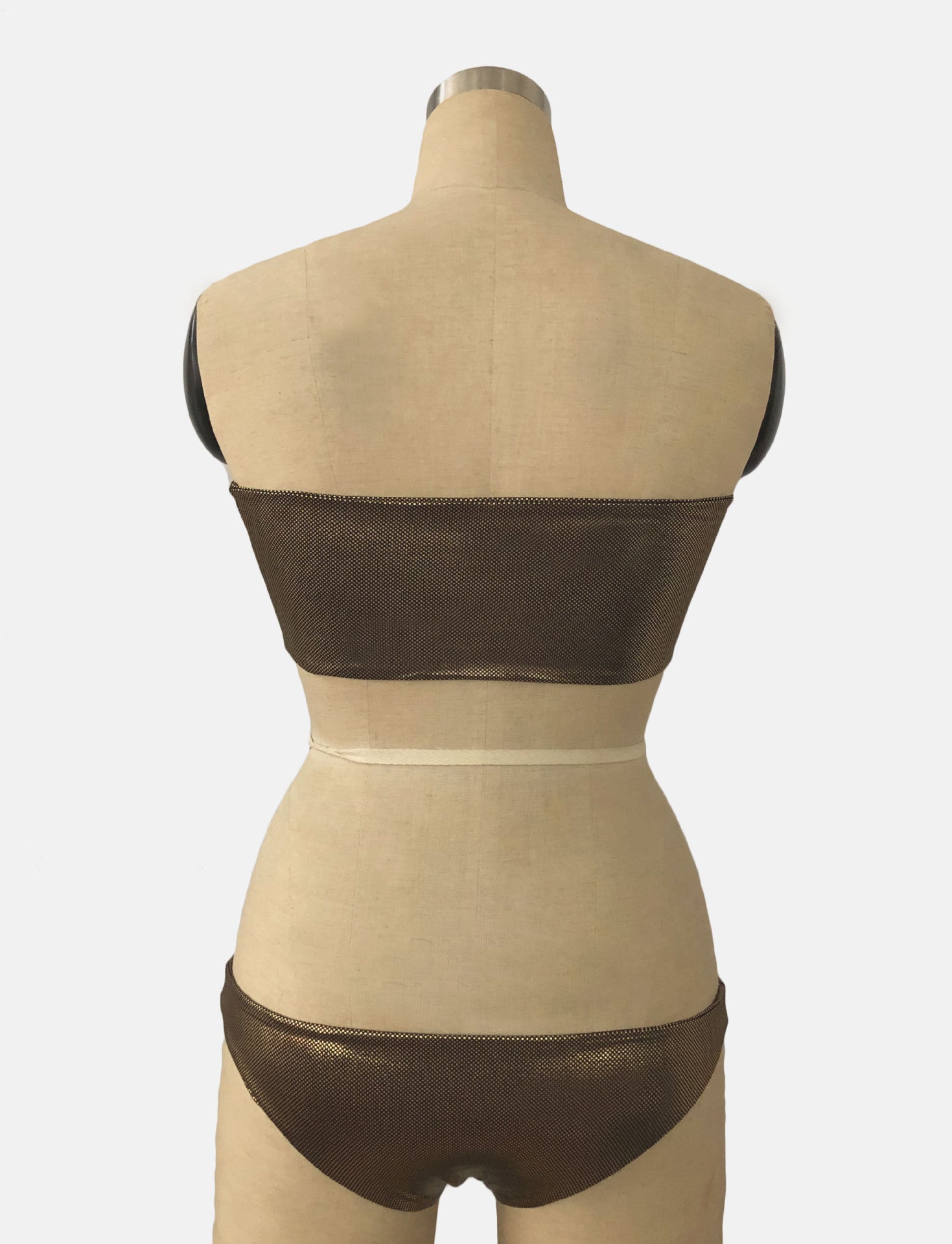 Metallic Tube Top Bikini Set - Bronzing Shimmer Low Rise