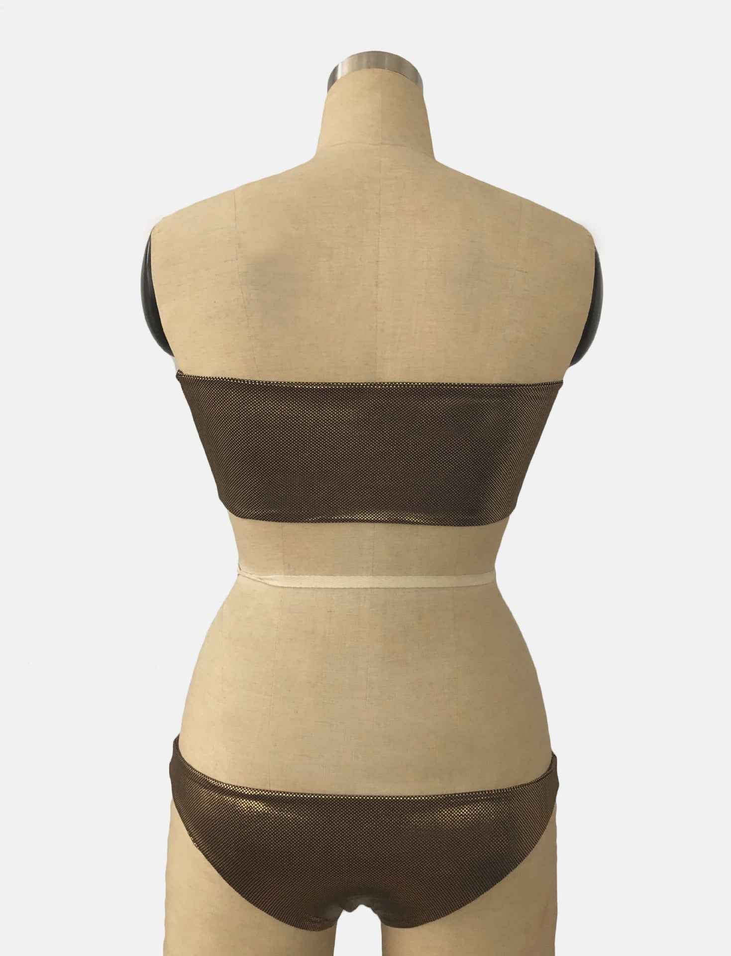 Metallic Tube Top Bikini Set - Bronzing Shimmer Low Rise