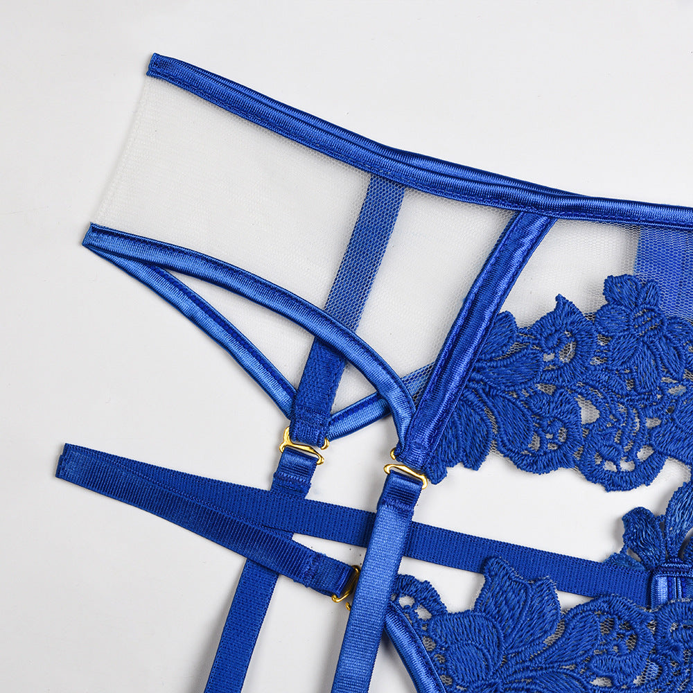 Lace Lingerie Set - Three Piece Hollow Lace Bra Set