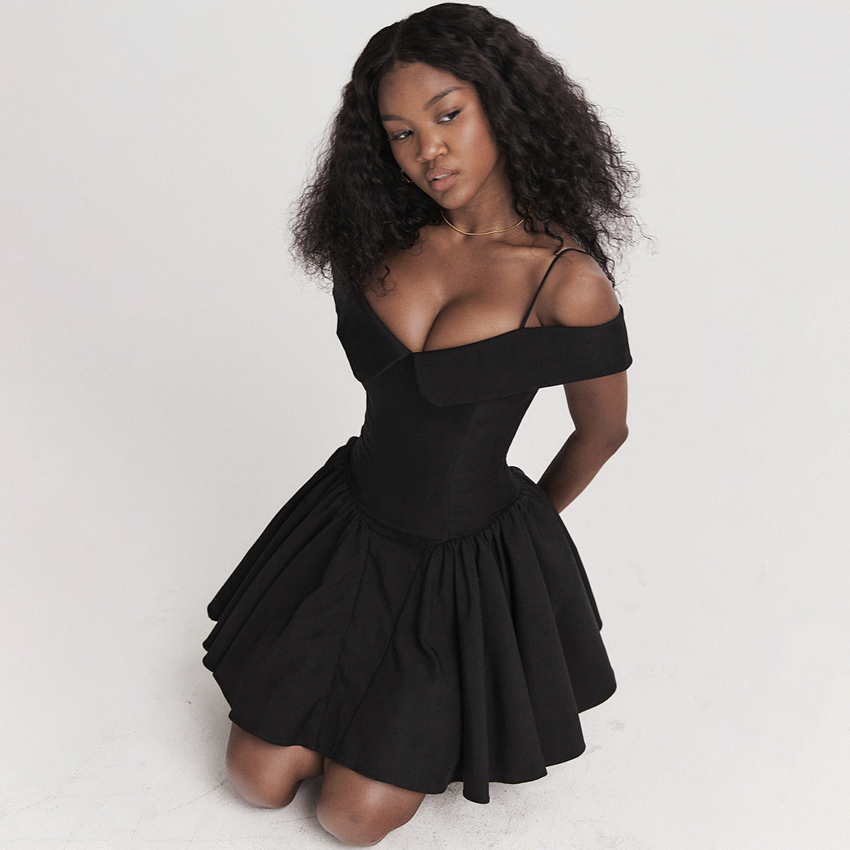 French Allure Dress - One Shoulder Open Back Mini