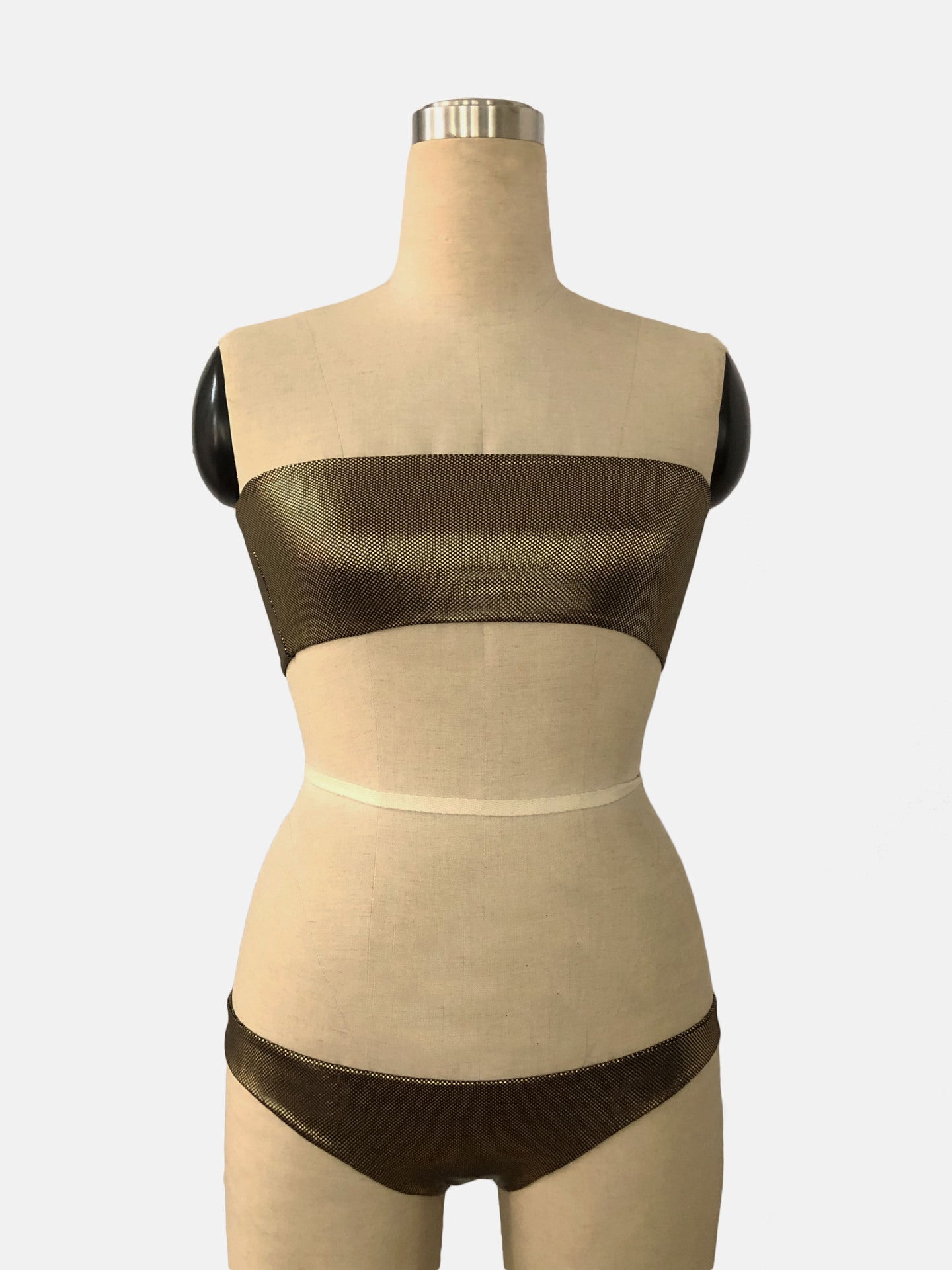 Metallic Tube Top Bikini Set - Bronzing Shimmer Low Rise