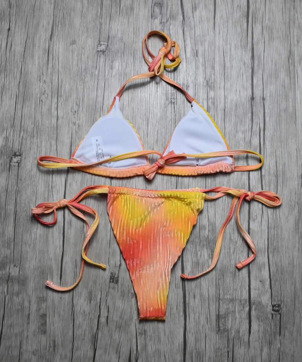 Gradient Bikini Set - Triangle Tie Top Side Tie