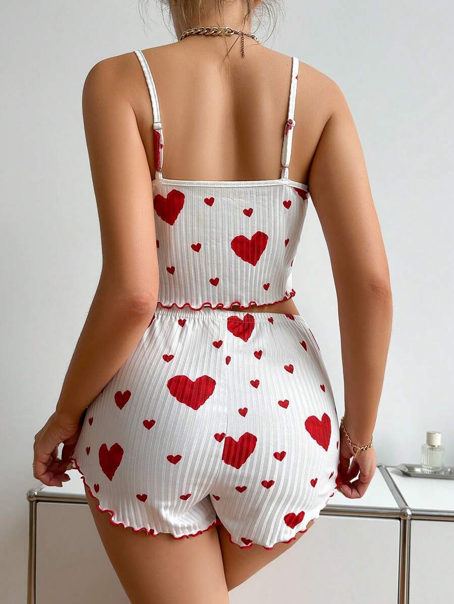 Heart Print Pajama Set - Comfortable Loungewear