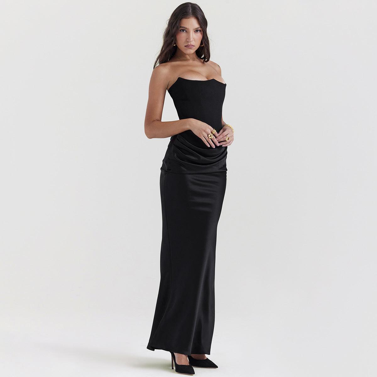 Velvet Noir Gown - Backless Fishbone Corset Evening