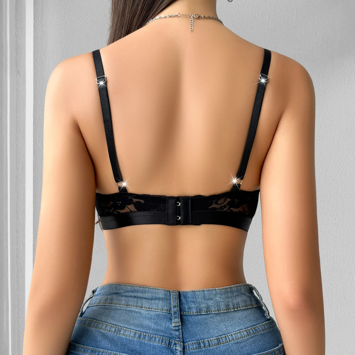 Wire Free Lace Bra - Sheer Floral Unlined Bralette - Fashions Envy