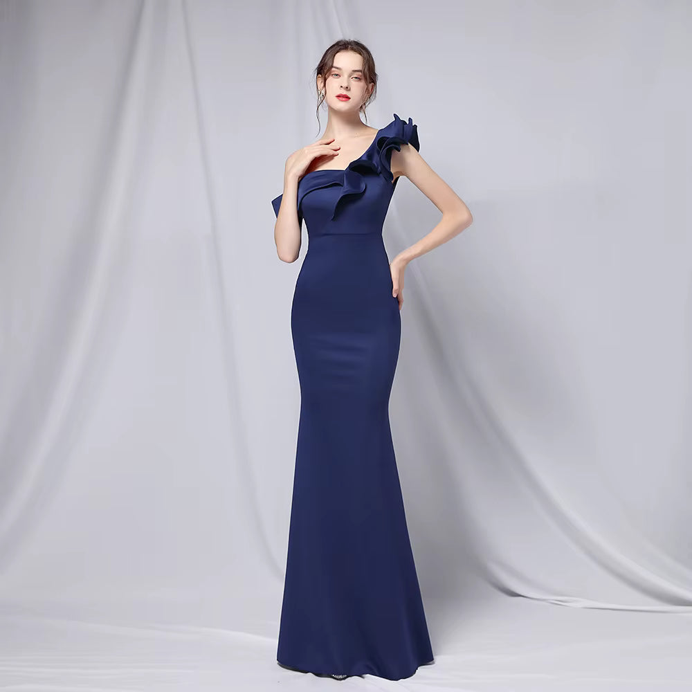 Chiffon Evening Dress - Elegant Mermaid Ruffle Gown