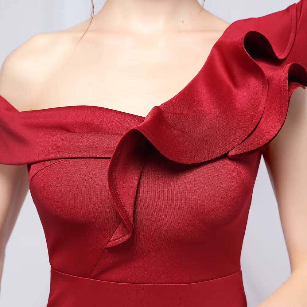 Chiffon Evening Dress - Elegant Mermaid Ruffle Gown