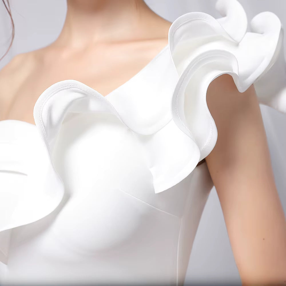 Chiffon Evening Dress - Elegant Mermaid Ruffle Gown