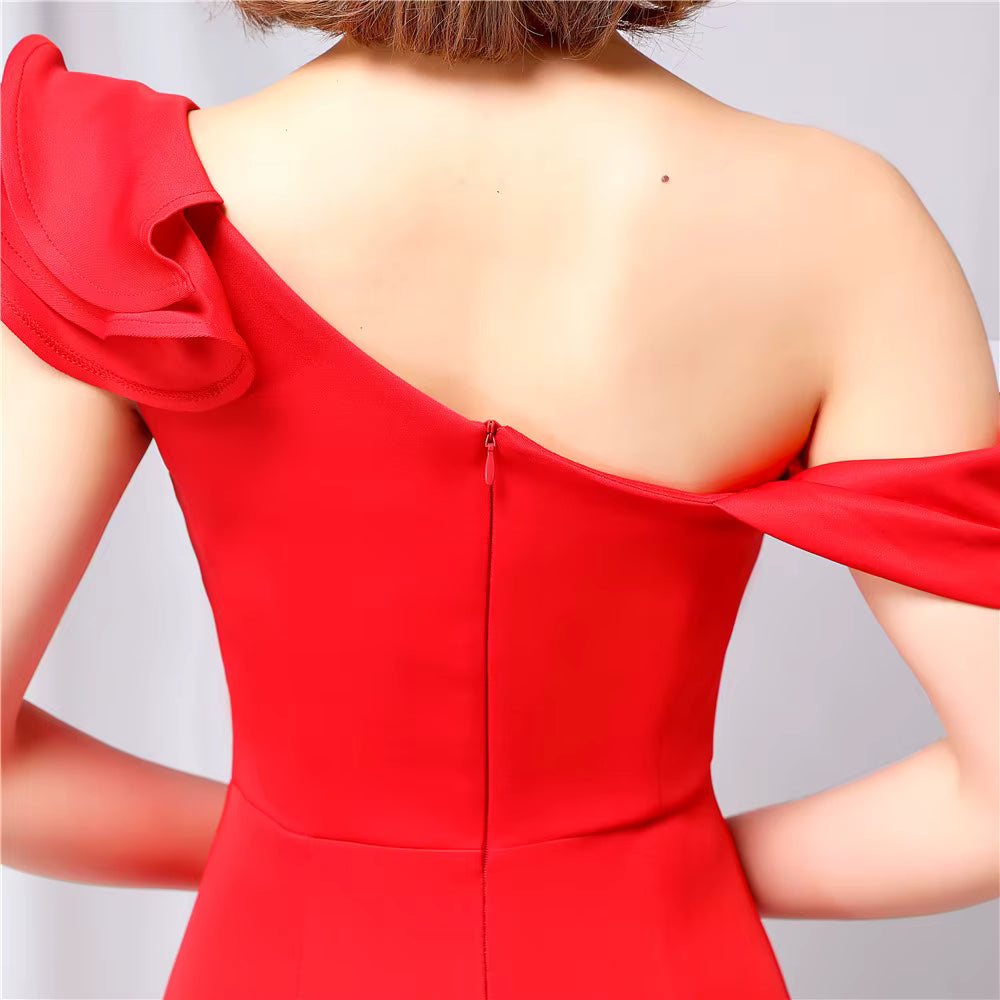 Chiffon Evening Dress - Elegant Mermaid Ruffle Gown