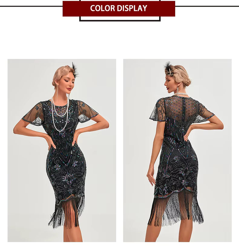 Flapper Dress - 1920s Sequin Tassel Great Gatsby Gown