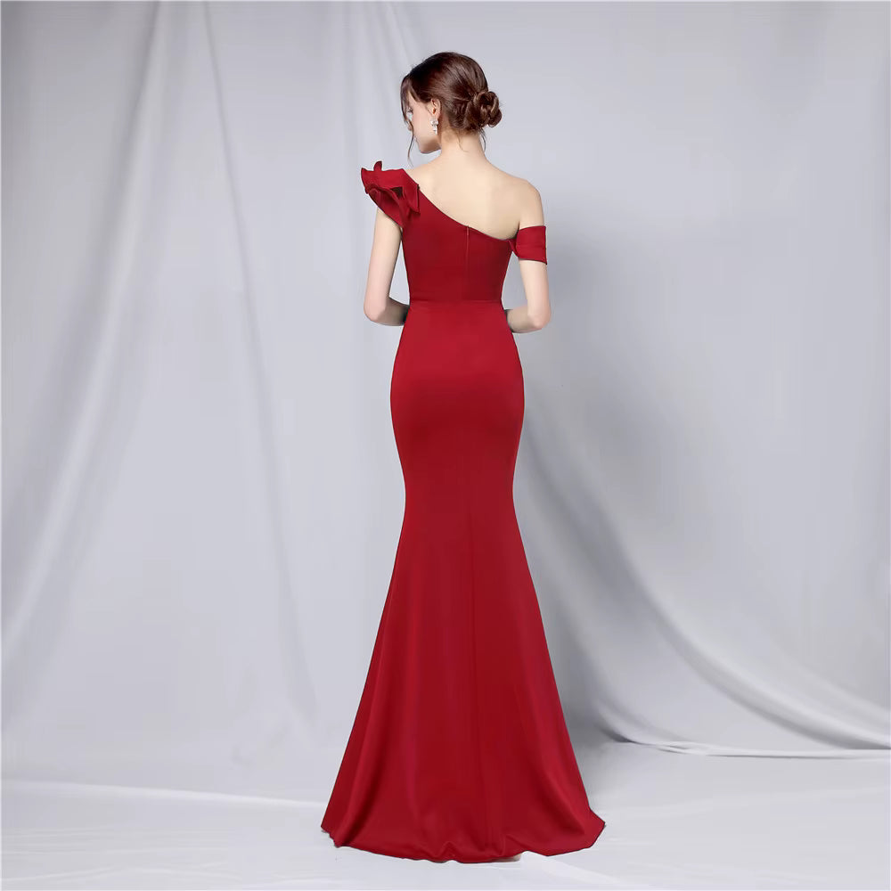 Chiffon Evening Dress - Elegant Mermaid Ruffle Gown