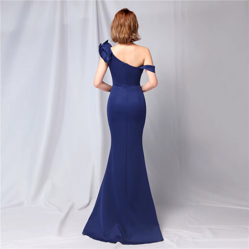 Chiffon Evening Dress - Elegant Mermaid Ruffle Gown