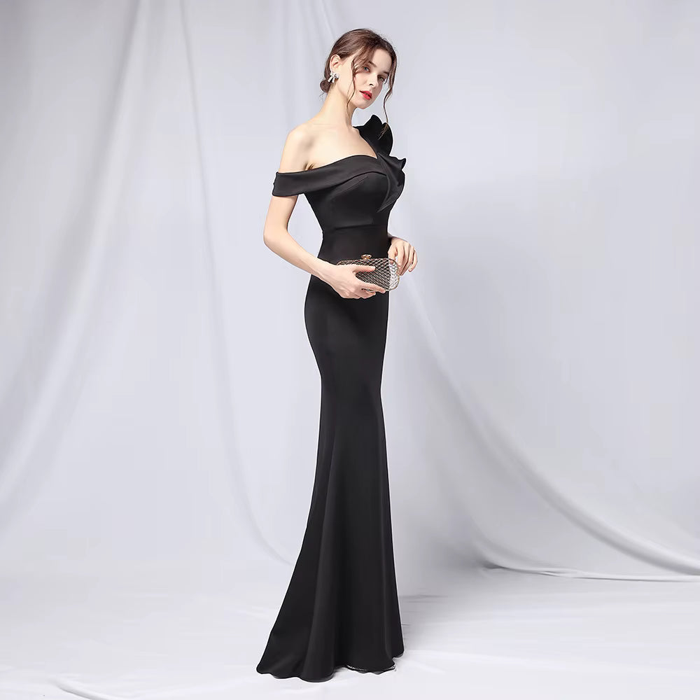 Chiffon Evening Dress - Elegant Mermaid Ruffle Gown