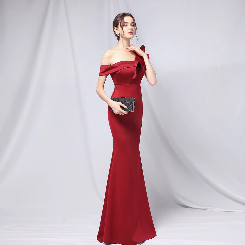 Chiffon Evening Dress - Elegant Mermaid Ruffle Gown