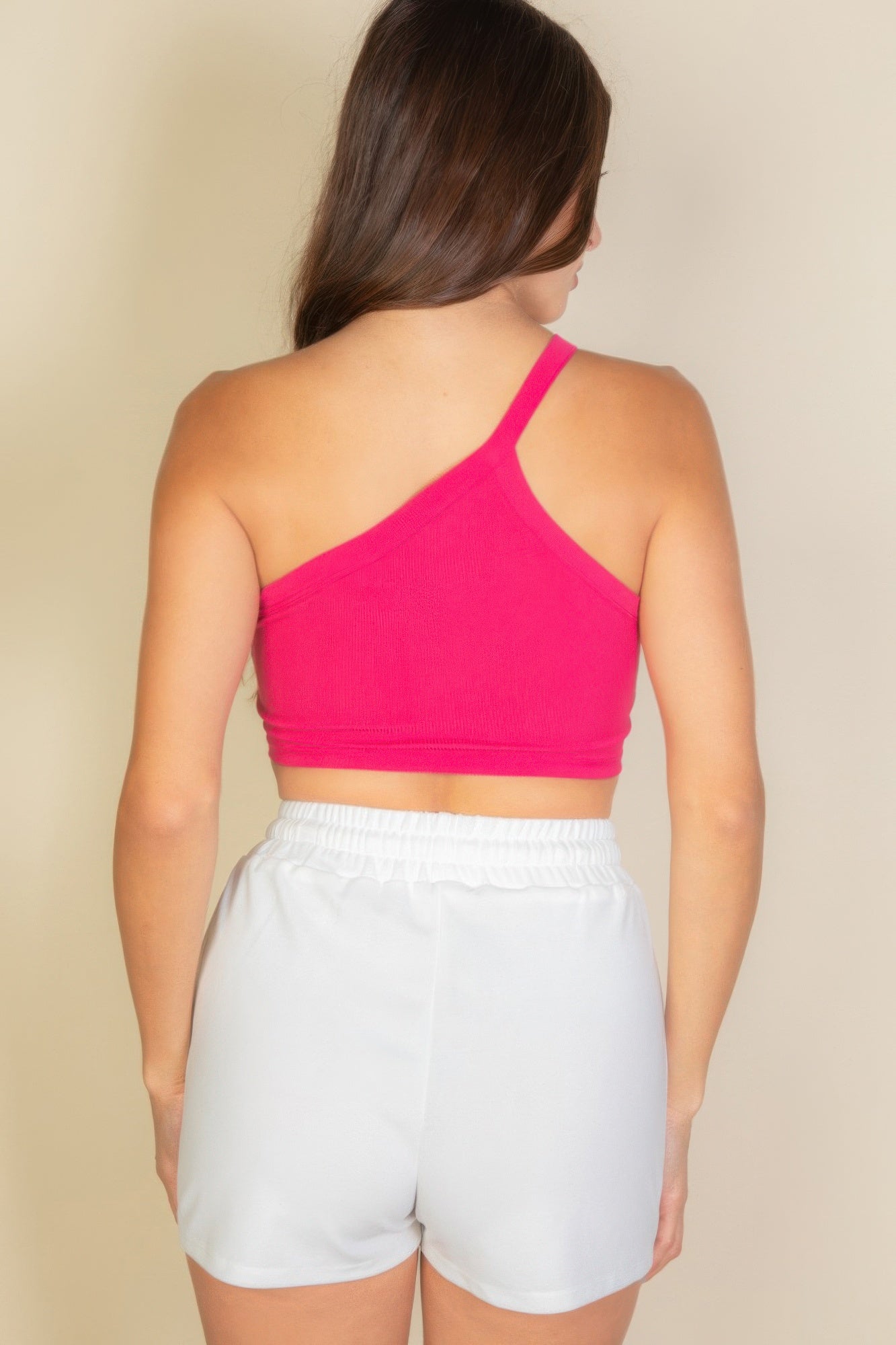 One Shoulder Ribbed Cropped Cami Top