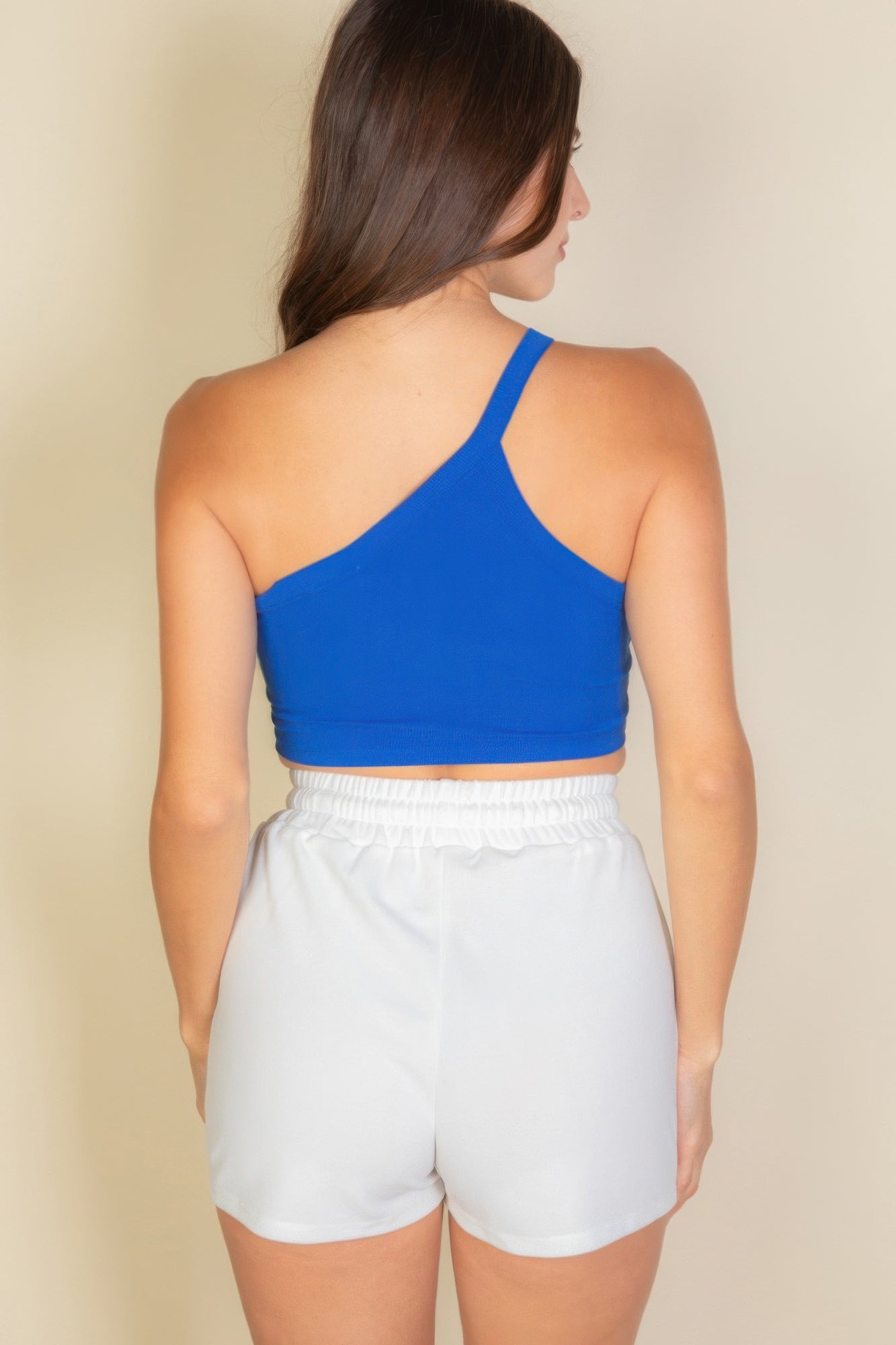 One Shoulder Ribbed Cropped Cami Top