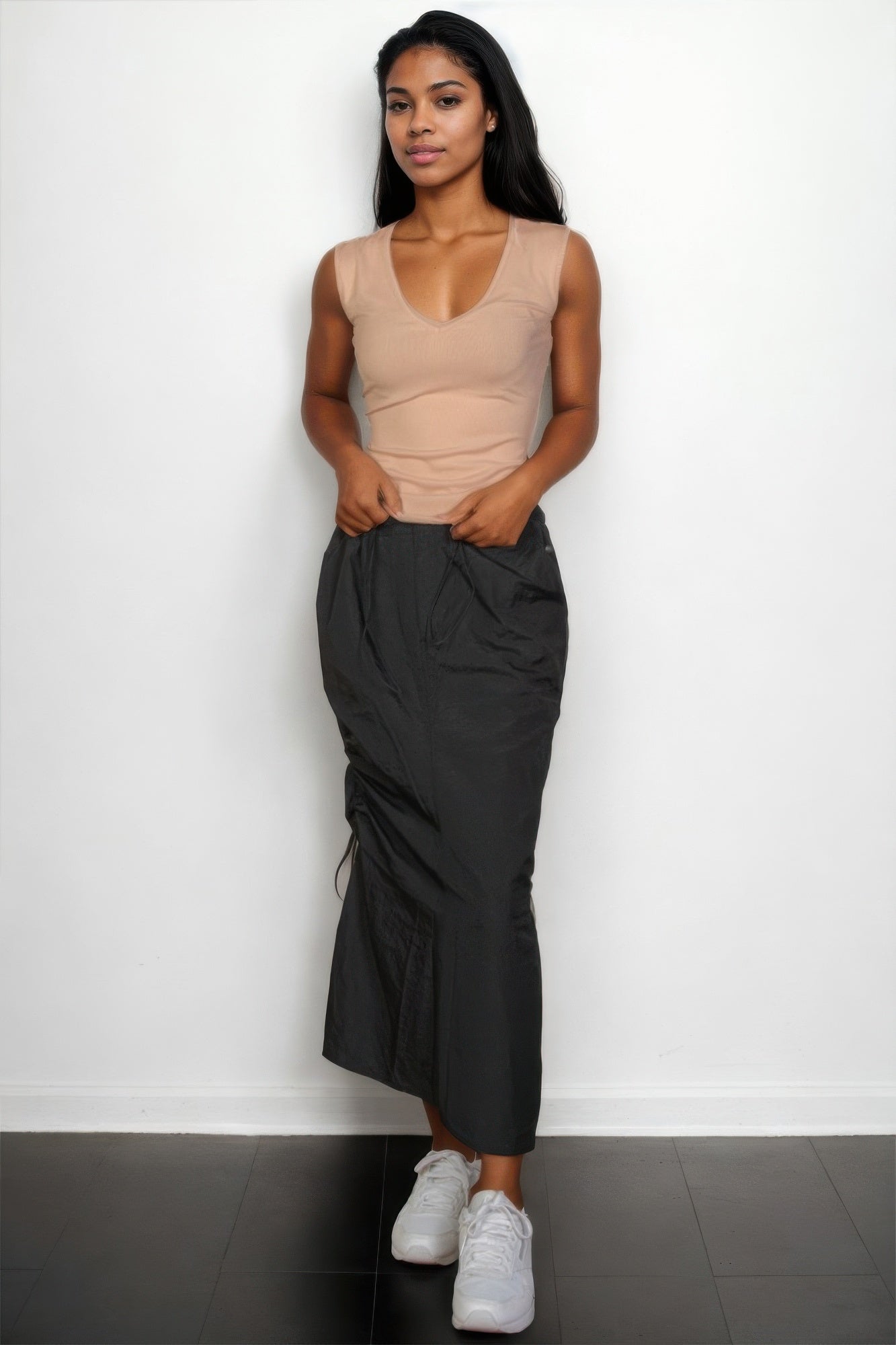 Ribbed V-neck Sleeveless Tank Top