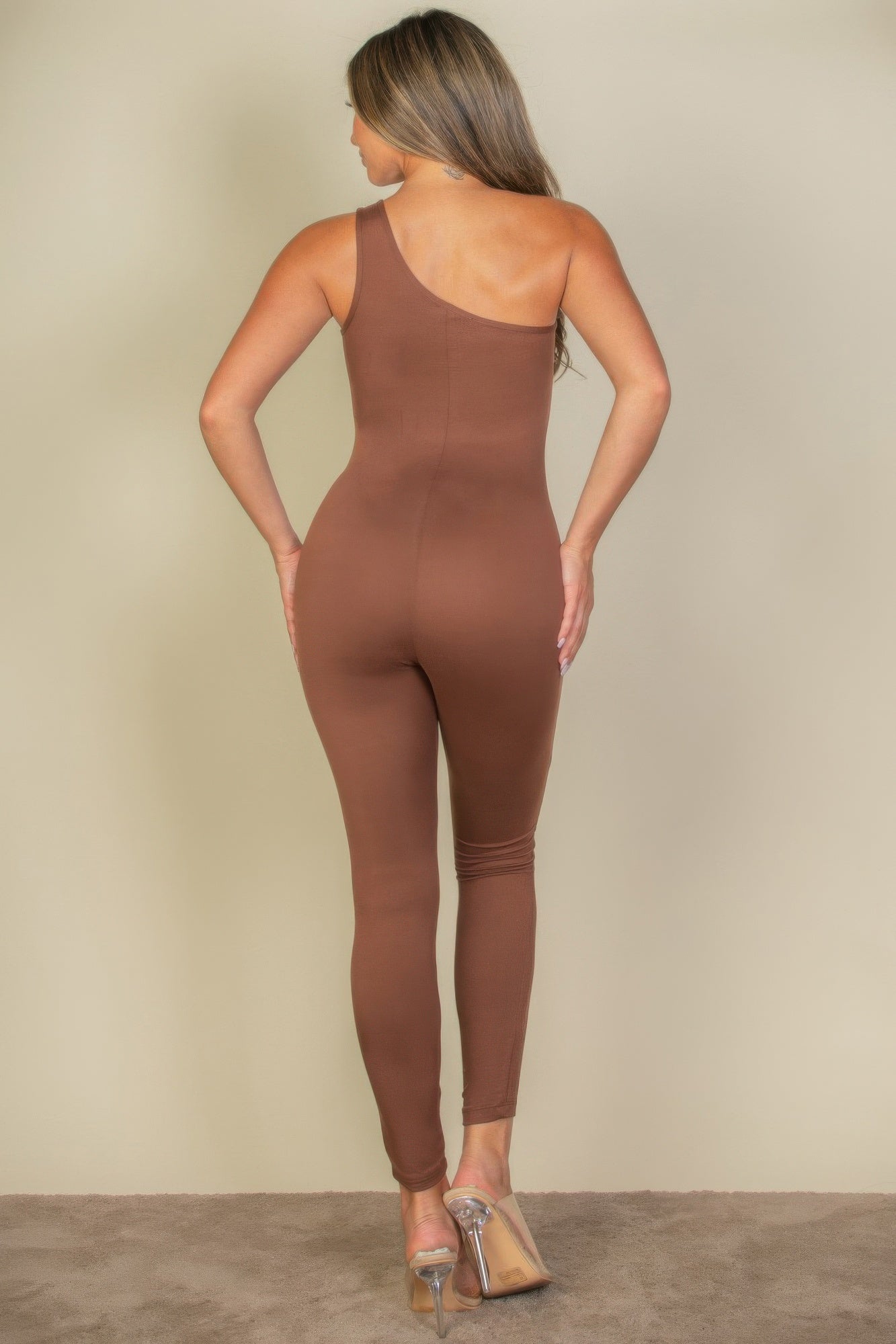Chic Solid Color One Shoulder Jumpsuit