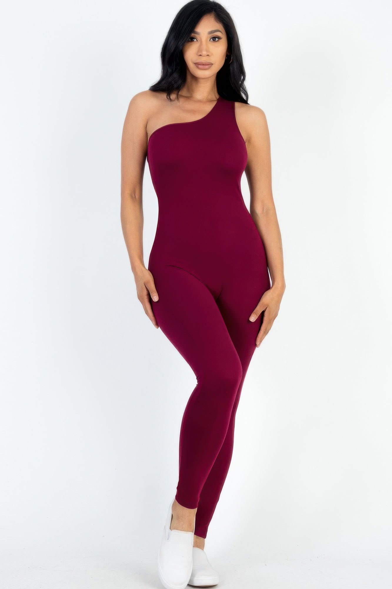 Chic Solid Color One Shoulder Jumpsuit