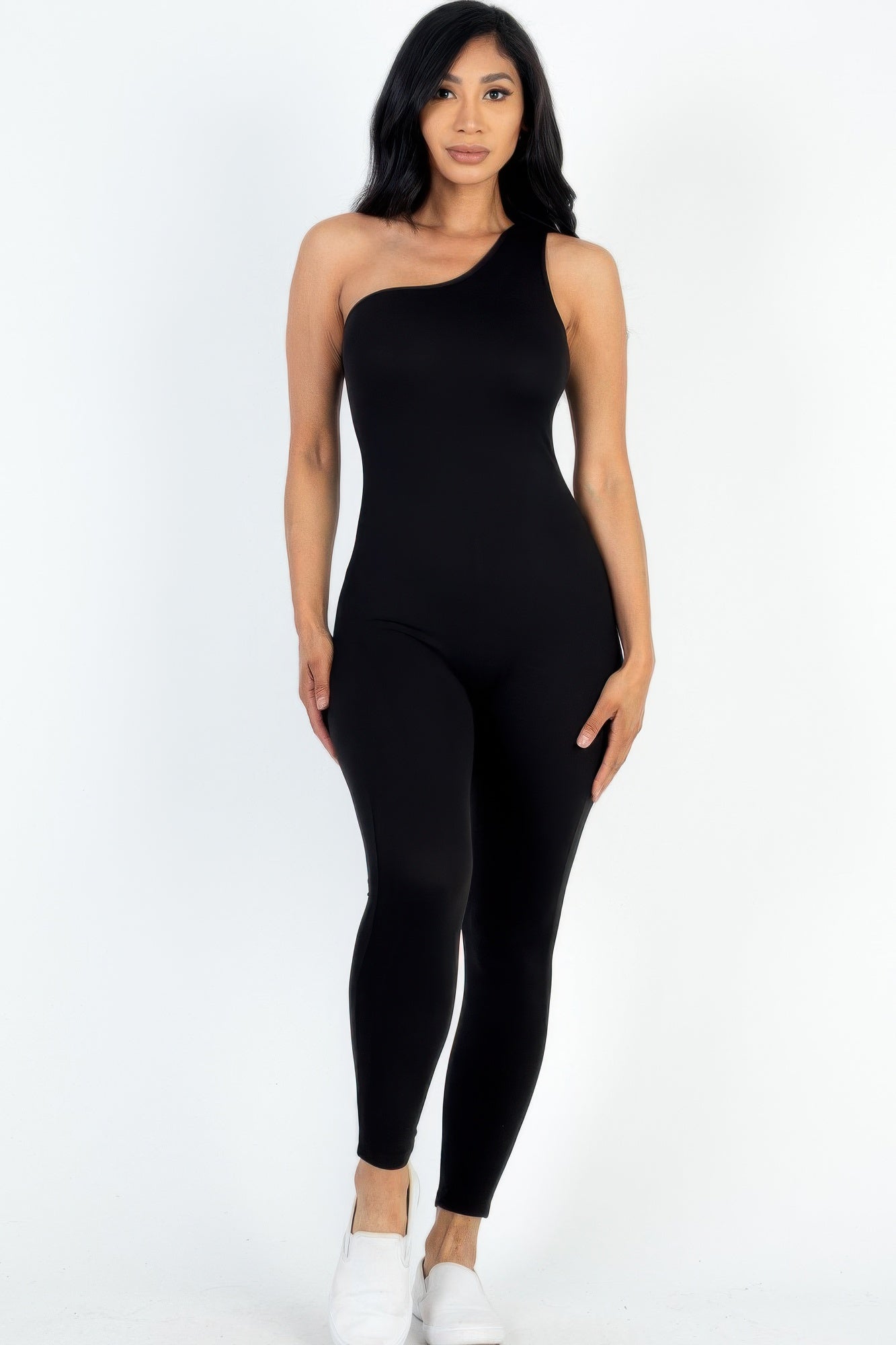 Chic Solid Color One Shoulder Jumpsuit