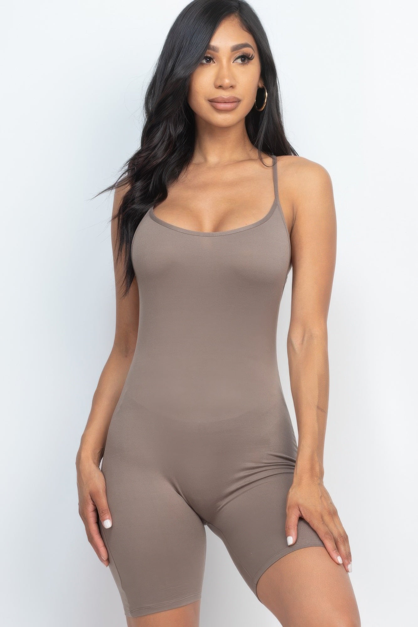 High-Stretch Crossback Bodycon Romper