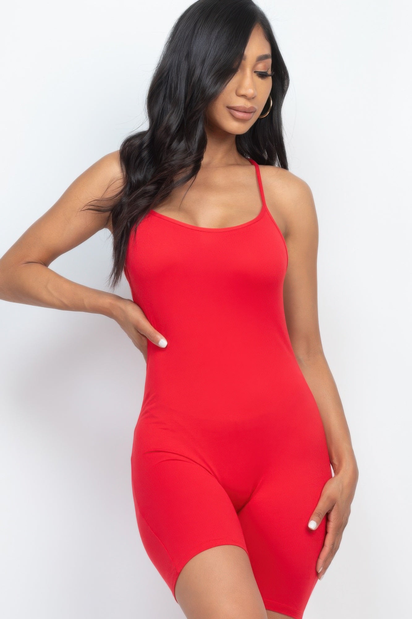 High-Stretch Crossback Bodycon Romper