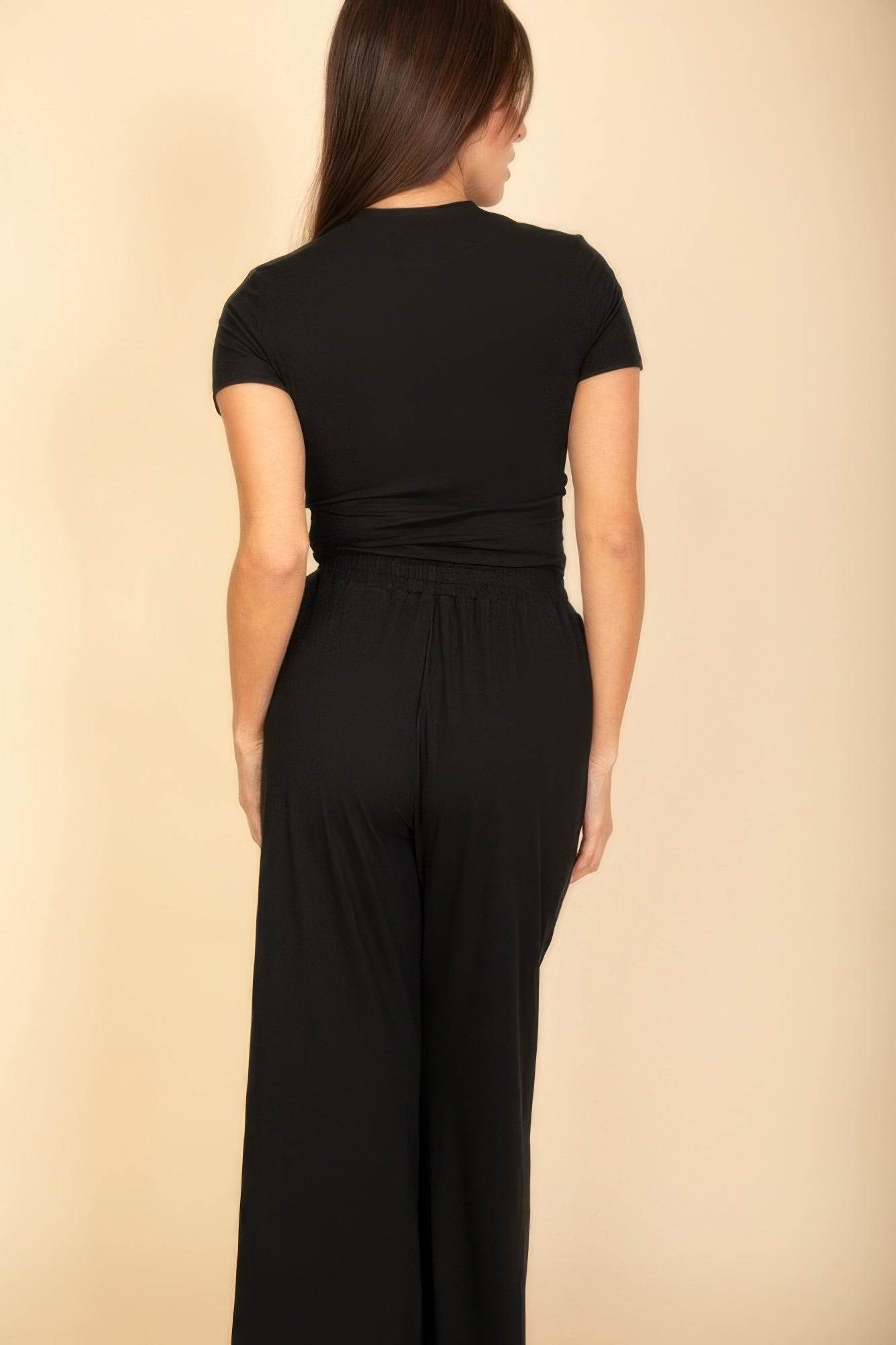 Relaxed Fit Top And Wide-leg Pants Set - Comfortable Two Piece Outfit - Fashions Envy