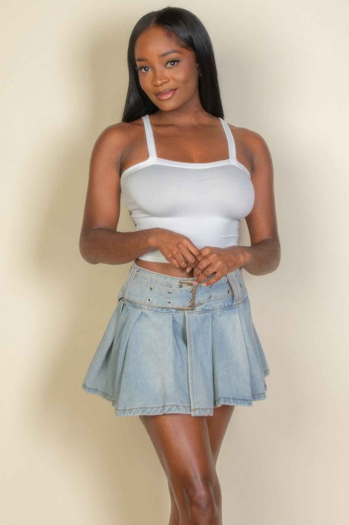 CAPELLA Square Neck Tank Top - Wide Strap Fitted Crop